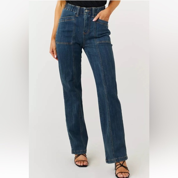 Judy Blue Hi Rise Elastic Waist Vintage Straight Leg Jean 88749 Stretch 3/26 - Picture 1 of 13